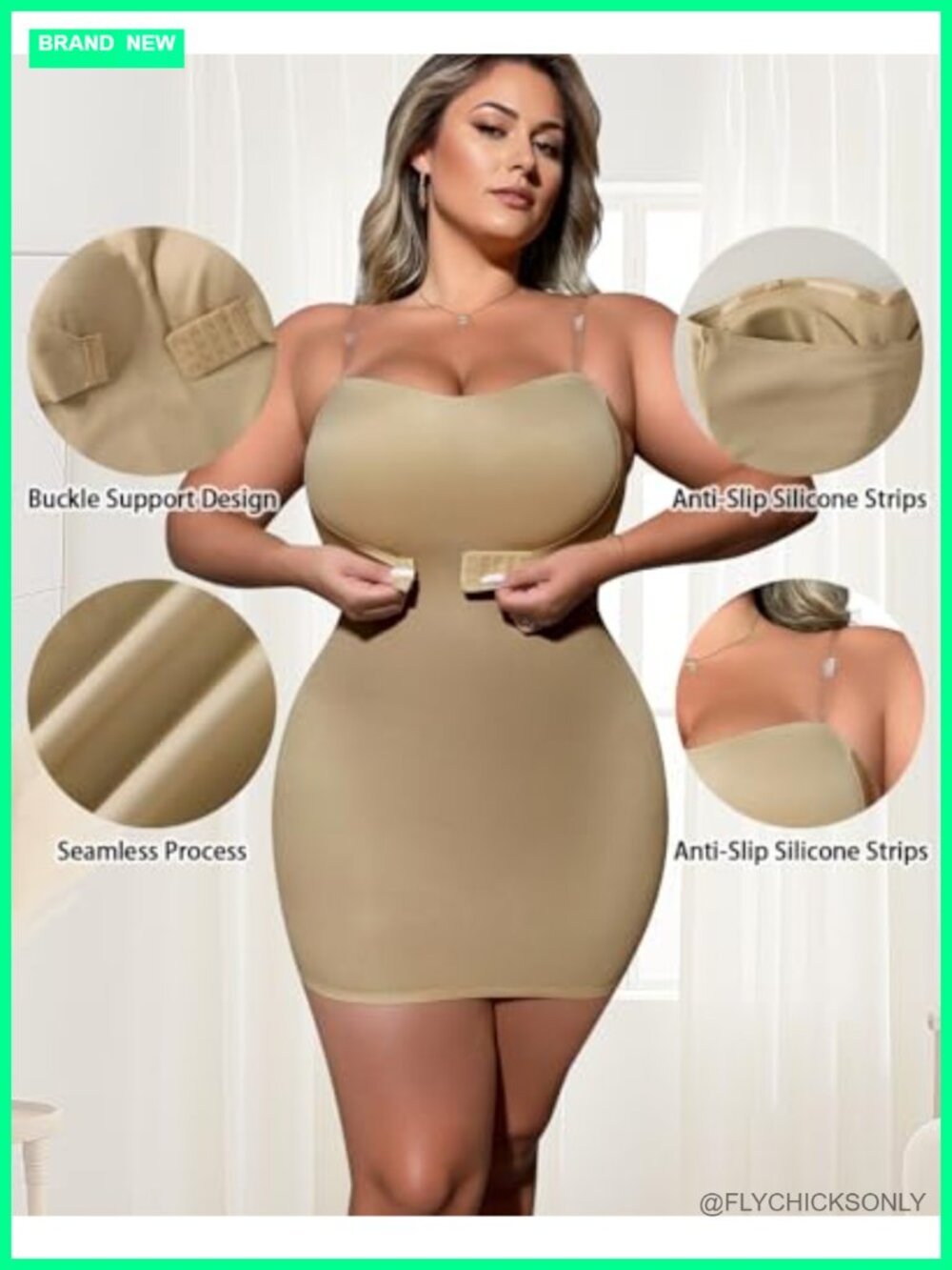 Seamless Full Body Shaper Tummy Control Bodysuit Shapewear Under Dress with - Picture 3 of 6